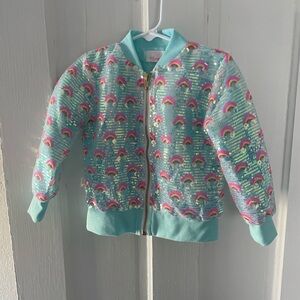 Rainbow Sequin Kids Hoodie Mila & Rose Zip-up 4T Girls